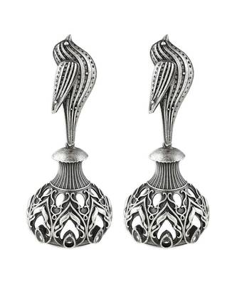 Silver Tone Oxidised Bird Earrings 3