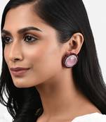 Pink Agate Stud Earrings