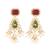 Multi-Colour Kundan Polki Chandelier Earrings With Agates And Pearls
