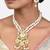 White Pearl And Gold Tone Kundan Polki Necklace And Earrings Set