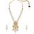 White Pearl And Gold Tone Kundan Polki Necklace And Earrings Set