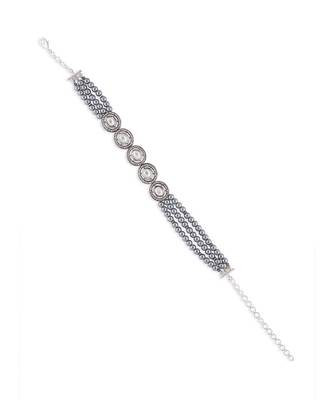 Grey Pearl And Kundan Polki Choker Necklace 3
