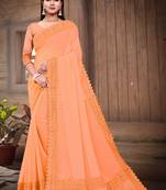 Orange Yellow Gifted Georgette Stone Patch Work Saree
