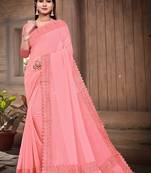 Pink Yellow Gifted Georgette Stone Patch Work Saree