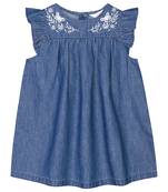 Budding Bees Infants Denim With Embroidered Dress-Blue