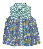 Budding Bees Girls Floral Shirt Top-Blue