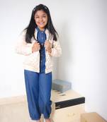 Budding Bees Girls Reversible Quilted Jacket-Cream