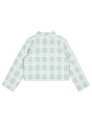 Budding Bees Girls Cotton Jacquard Printed Short Jacket-Green 2