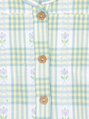 Budding Bees Girls Cotton Jacquard Printed Short Jacket-Green 3