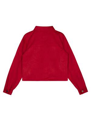 Budding Bees Girls Corduroy Solid Jacket-Red 2
