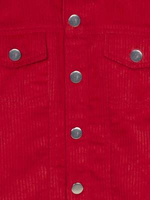 Budding Bees Girls Corduroy Solid Jacket-Red 3