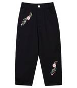Budding Bees Girls Denim With Embroidered Jeans-Black