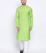 Namaskar Green Solid cotton men-kurtas