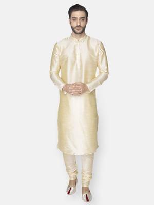 Namaskar Gold Solid dupion silk men-kurtas 1
