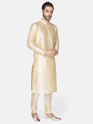 Namaskar Gold Solid dupion silk men-kurtas 2