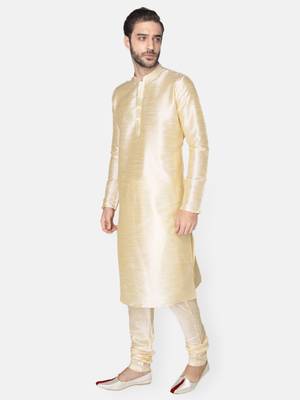 Namaskar Gold Solid dupion silk men-kurtas 3