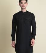Namaskar Black Solid cotton men-kurtas