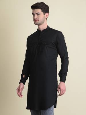 Namaskar Black Solid cotton men-kurtas 2