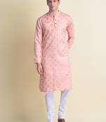 Namaskar Pink Printed cotton men-kurtas