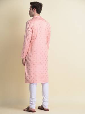 Namaskar Pink Printed cotton men-kurtas 4