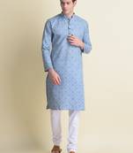 Namaskar Sapphire Blue Printed cotton men-kurtas