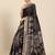Charcoal printed poly silk saree with blouse
