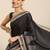 Charcoal printed poly silk saree with blouse
