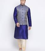 Namaskar royal blue woven jacquard nehru-jacket