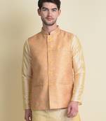 Namaskar gold woven jacquard nehru-jacket