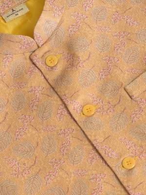 Namaskar gold woven jacquard nehru-jacket 5