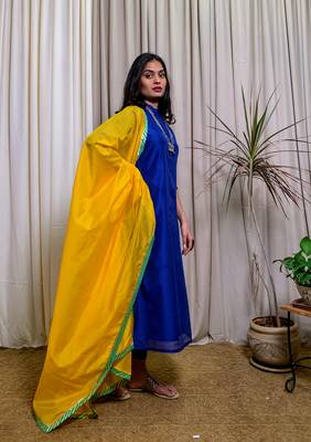 Royal-blue plain chanderi salwar 2