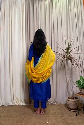 Royal-blue plain chanderi salwar 4