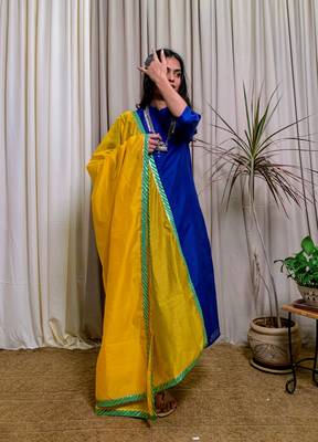 Royal-blue plain chanderi salwar 5