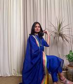 Royal-blue plain chanderi salwar