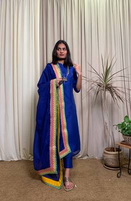 Royal-blue plain chanderi salwar 2