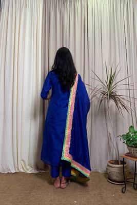 Royal-blue plain chanderi salwar 3