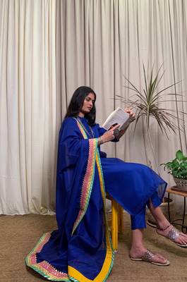 Royal-blue plain chanderi salwar 4
