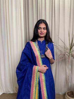 Royal-blue plain chanderi salwar 5