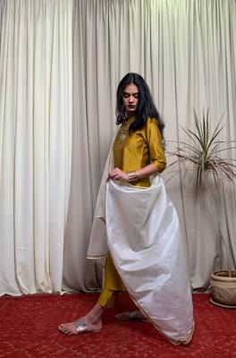 Golden plain chanderi salwar 2
