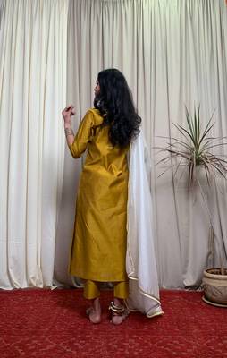 Golden plain chanderi salwar 4