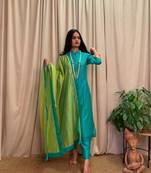 Sea-green plain chanderi salwar