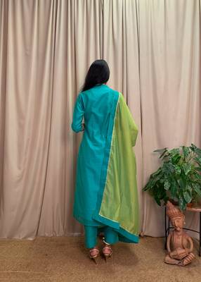 Sea-green plain chanderi salwar 3