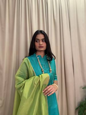 Sea-green plain chanderi salwar 5