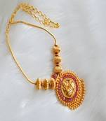 Gold tone ruby Lakshmi kodi chain necklace dj-34850