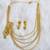 Gold tone peacock emerald mugappu multi layer necklace set dj-02125