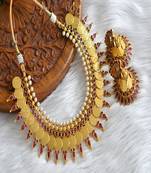 Antique pearl purple Lakshmi coin necklace set dj-02165