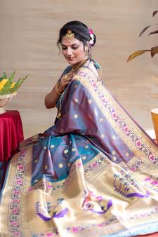 Dark Green Paithani Silk Zari Woven Traditional Saree 