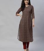 Black embroidered cotton cotton-kurtis
