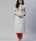White embroidered cotton cotton-kurtis