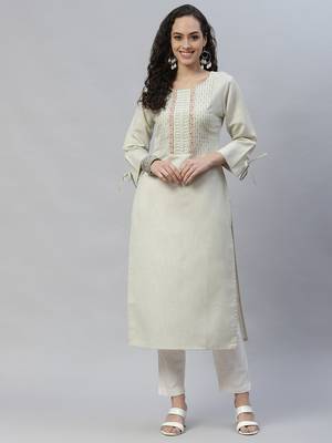 Light-green embroidered cotton cotton-kurtis 1